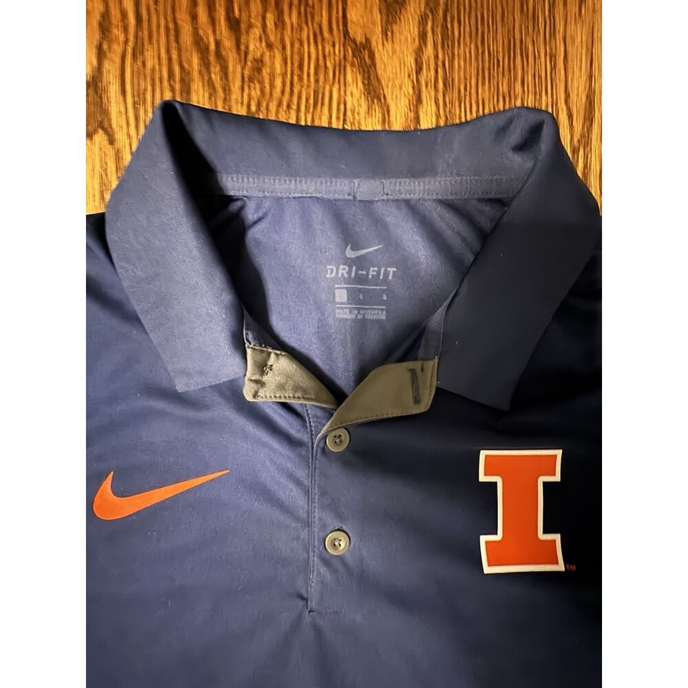 Nike Dri-FIT Illinois Fighting Illini Polo Shirt Men’s Medium Navy Blue - Picture 2 of 5